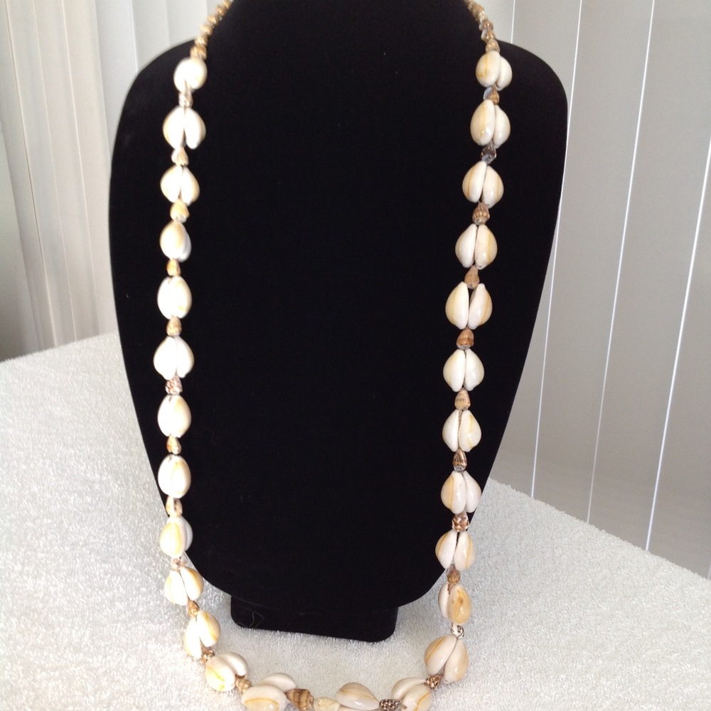 Vintage Coffee Bean Sea Shell Necklace Handmade